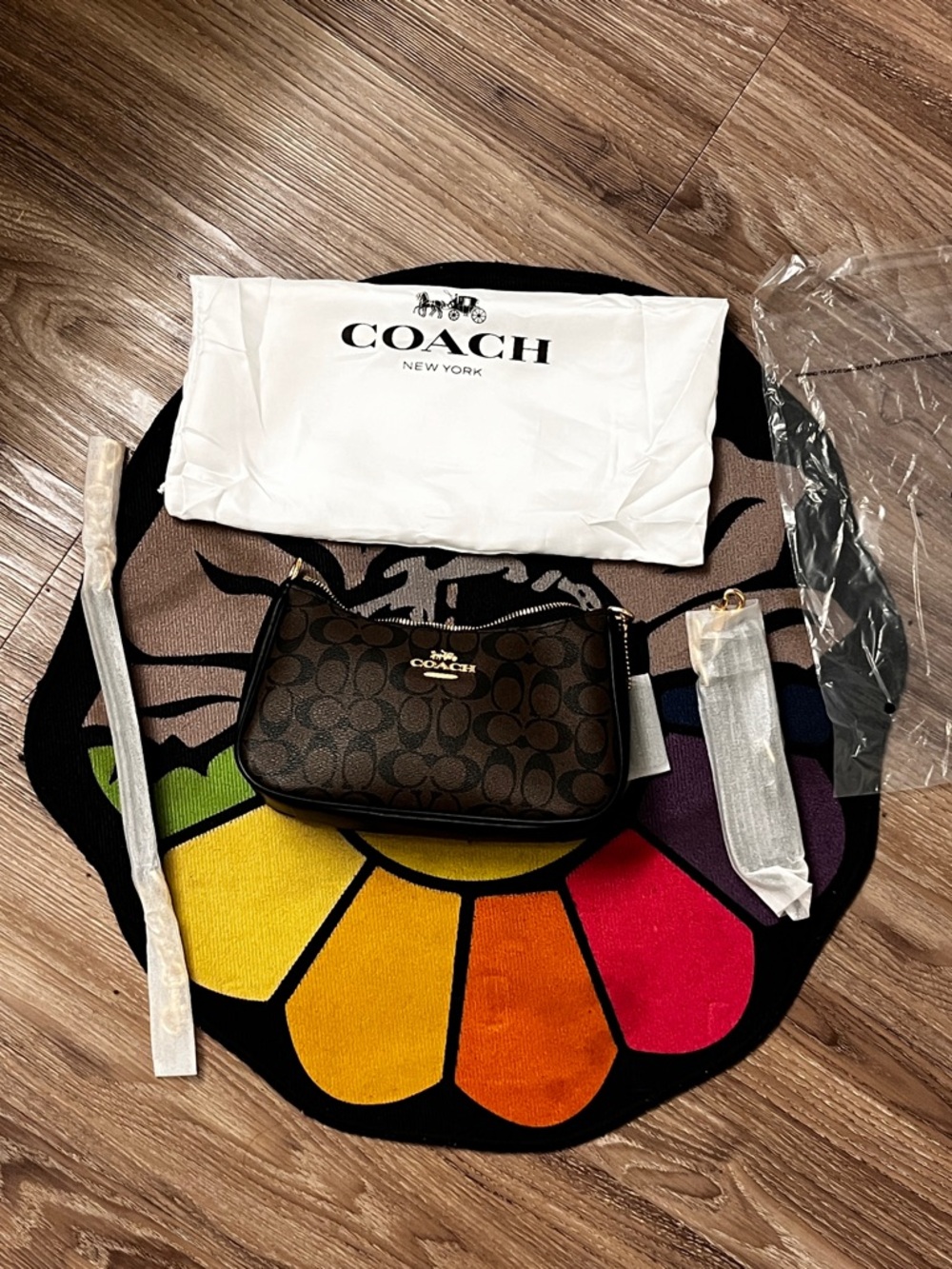 COACH Brown Signature Canvas Crossbody with Gold Hardware